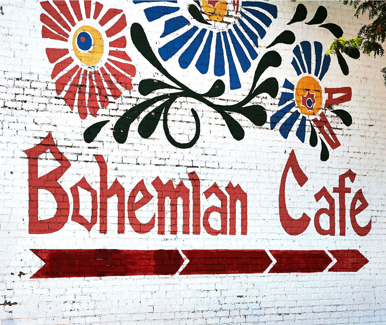 Bohemian Cafe Parking Wall Sign